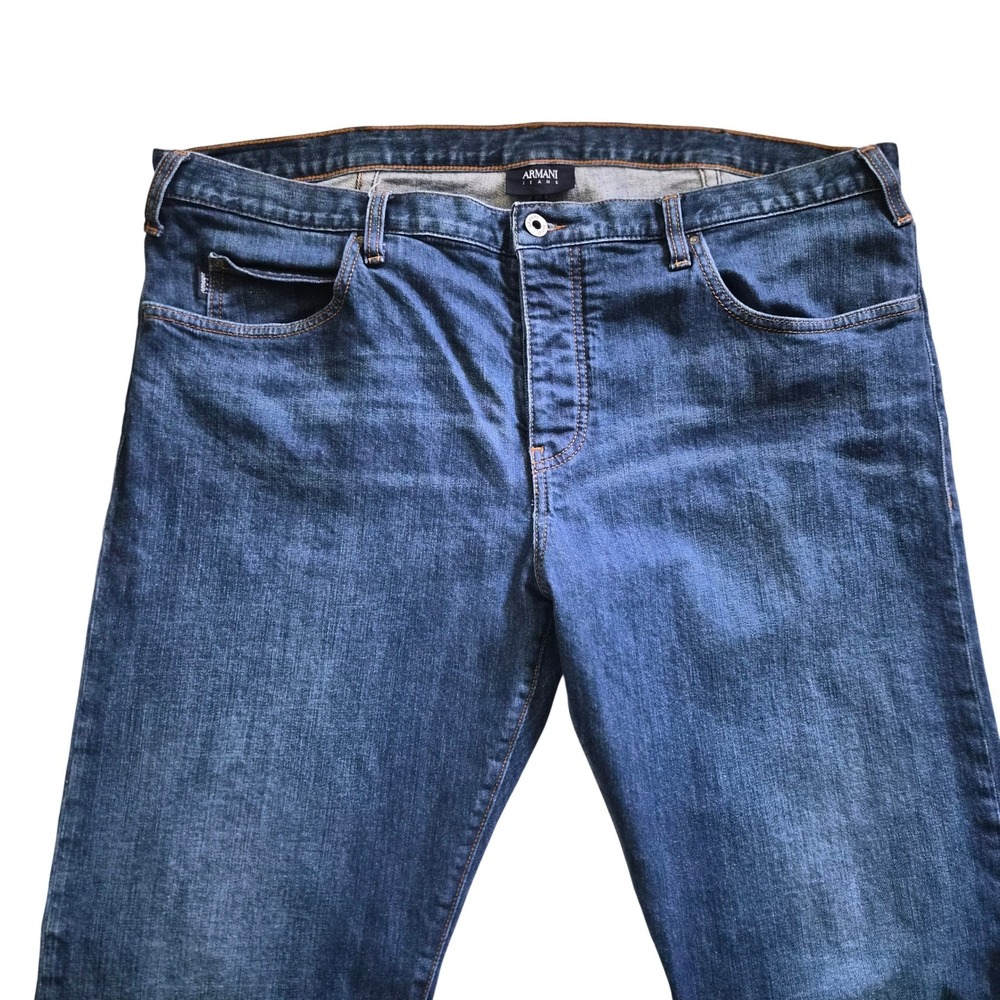 Armani Jeans Mens 42 Dark Wash Straight Leg Stretch Denim Blue Jeans 8N6J21